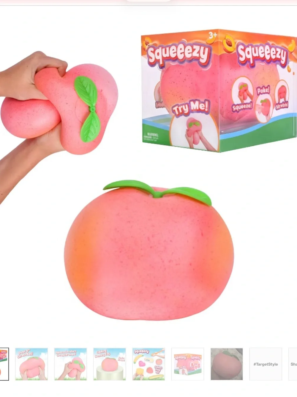 Lot/2 XL Peach Squeezy & XL Carrot Squeezy by Sunny Days Bundle/ 2 Squishies NEW
